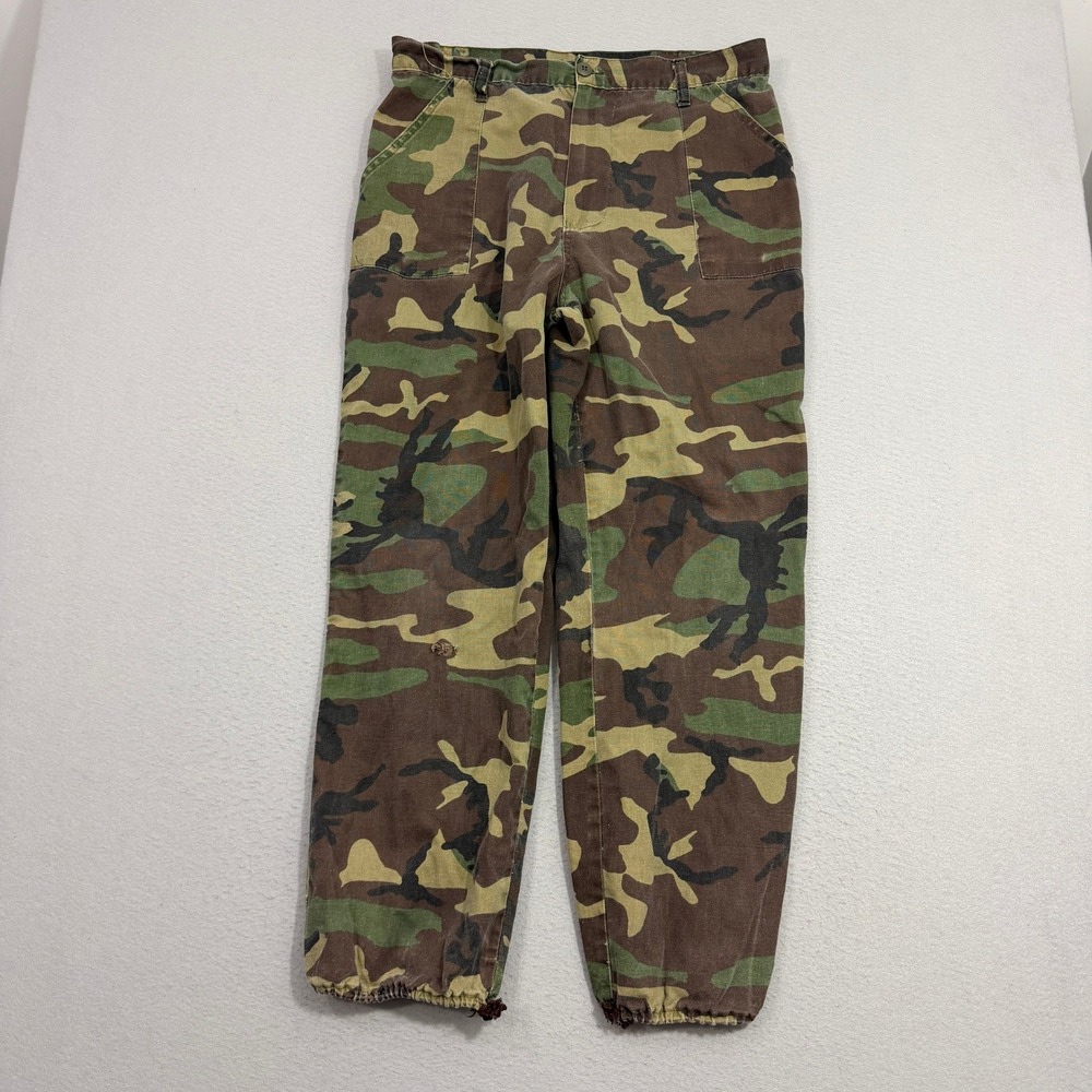 Vintage Camo Pants Large (34x30) Woodland Camouflage USA Made 90s Adjustable